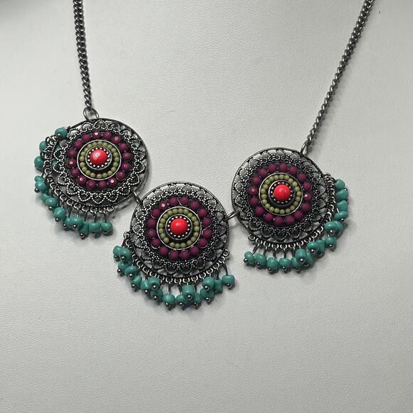 boho trendy necklace costume jewelry boho bohemian trendy FLAW see pix - Picture 5 of 9